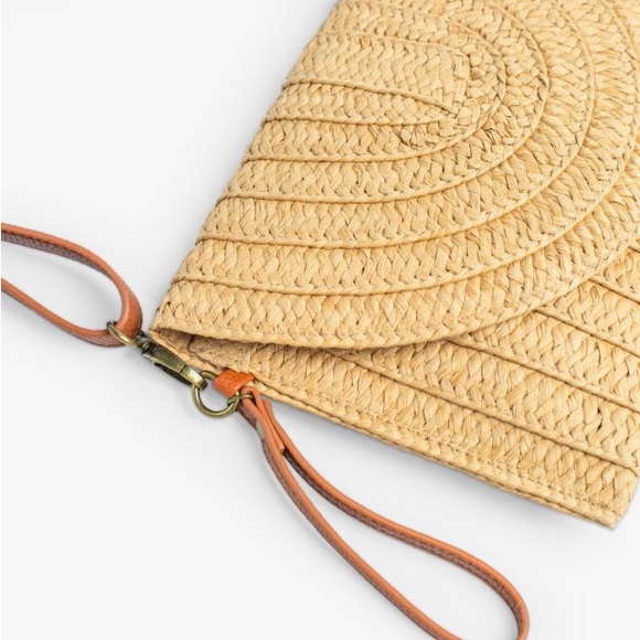 Straw clutch handbag summer beach envelope purse crossbody - Picture 3 of 7